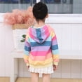 thumbnail image 5 of ZXLBBD GGirls Rainbow Striped Hoodie Long Sleeve Pullover Sweatshirt with Front Pocket for Kids Youth Durable Cozy Casual Dailywear, 5 of 7