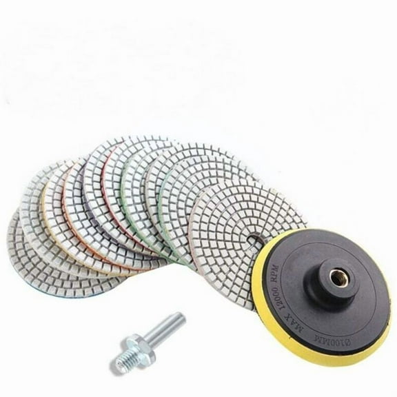 12 Pack 4" Wet & Dry Diamond Polishing Discs for Granite, Marble, Concrete, Stone,