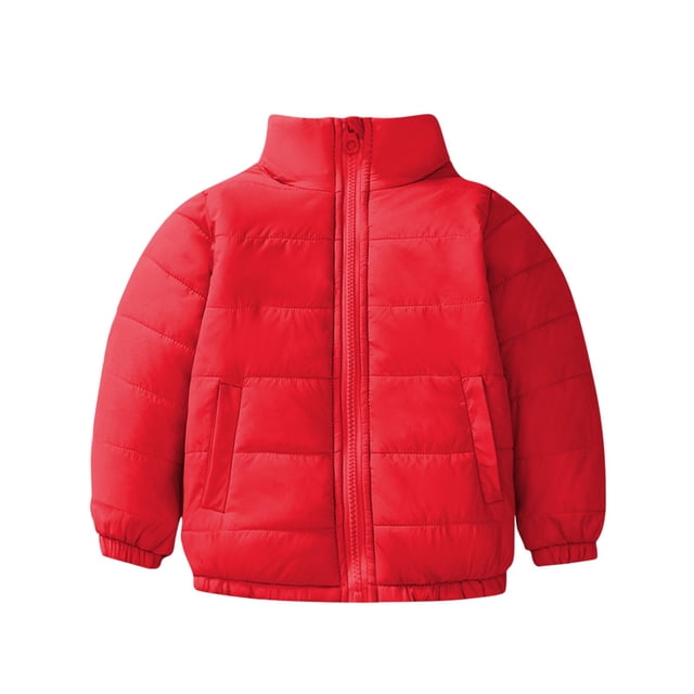 Manteau d'Hiver à Manches Longues pour Bébé Filles Garçons, Veste à Capuche, Col Montant, Décontracté, Extérieur, Rouge