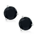 thumbnail image 2 of Gem Stone King 10K White Gold Black Onyx 3 Prong Martini Screw Back Stud Earrings for Women Men (3.29 Cttw, Gemstone December Birthstone, Round 8MM), 2 of 4