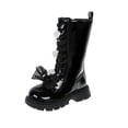 thumbnail image 1 of NOKIO Bottes de Combat pour Filles à Lacets Imperméables en Cuir PU avec Fermeture Éclair Latérale Mode Décontractée Hiver Chaudes Plein Air Randonnée Marche Chaussures Antidérapantes, 1 of 7