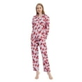 thumbnail image 4 of GLOBAL Womens Cotton Pajama Sets Long Sleeve Button Down Sleepwear Comfy Loungewear Soft Pjs Set Pink Red Blossom L, 4 of 6