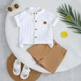 thumbnail image 2 of Toddler Boy Clothes Baby Boys Kids Summer Cotton Striped Short Sleeve Running Suit 6M 12M 18M 24M 3T 4T Tops+Shorts T-Shirt 2 Piece, 2 of 7