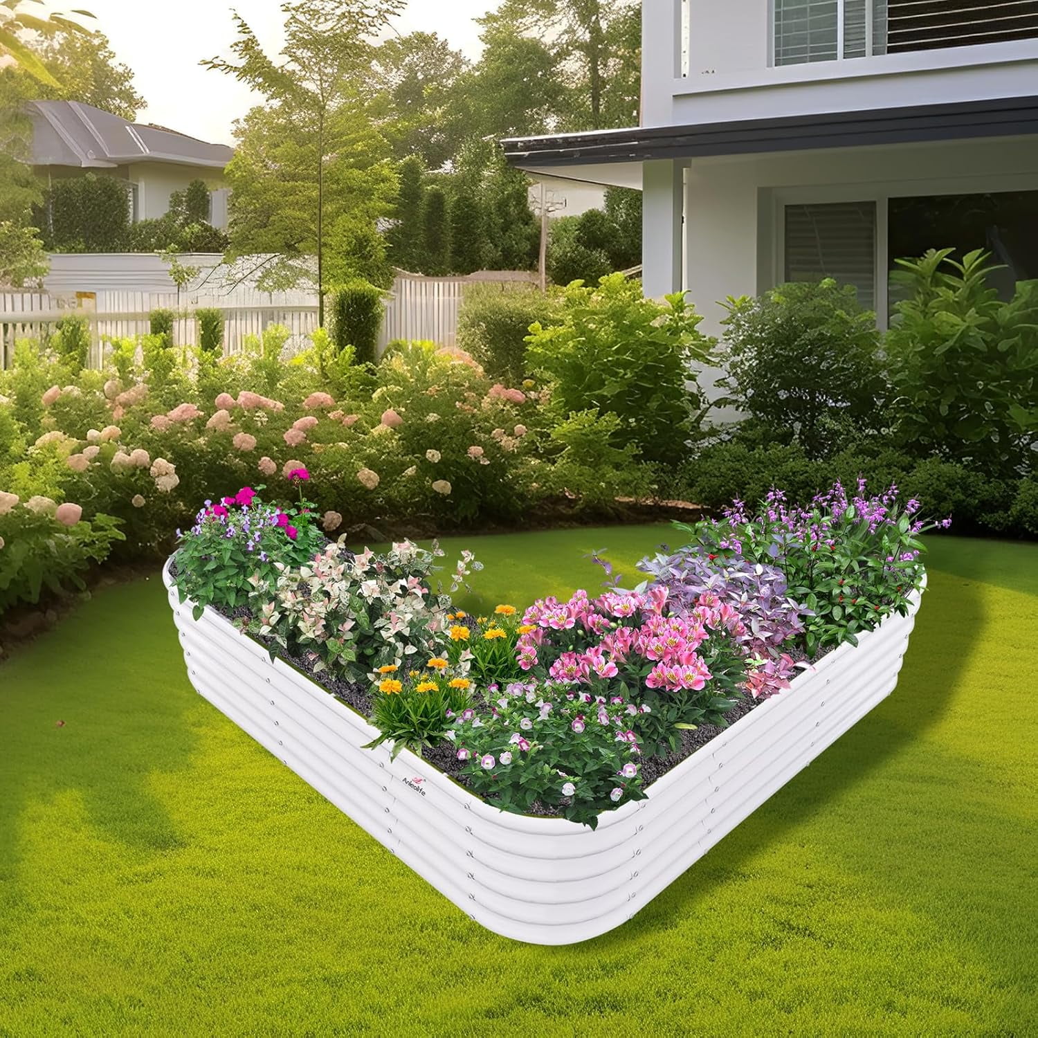 TRAMULL Heart-Shaped Galvanized Raised Garden Beds Outdoor,81x81x18in Large Metal Planter Box