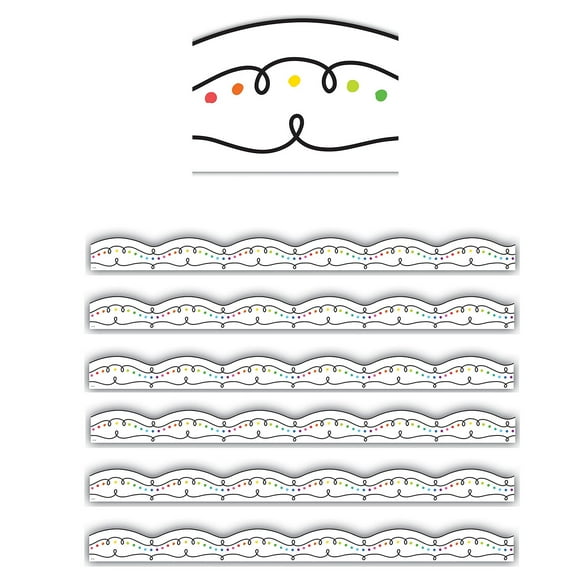 Teacher Created Resources TCR8324-6 2.18 x 35 in. Squiggles & Colorful Dots Die-Cut Border Trim, Multi Color - Pack of 6