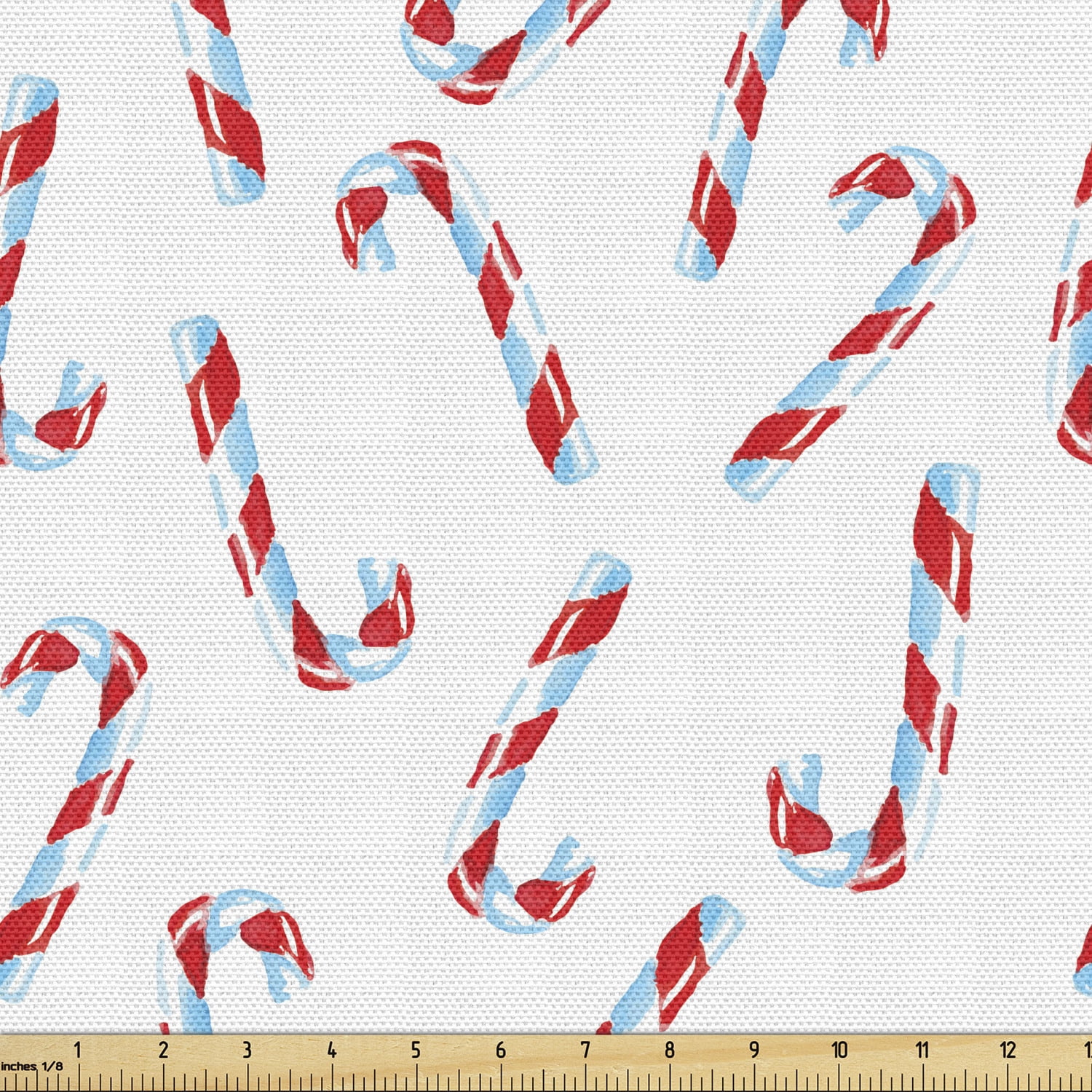 Candy Cane Fabric by the Yard Aquarelle Style Sweets Traditional