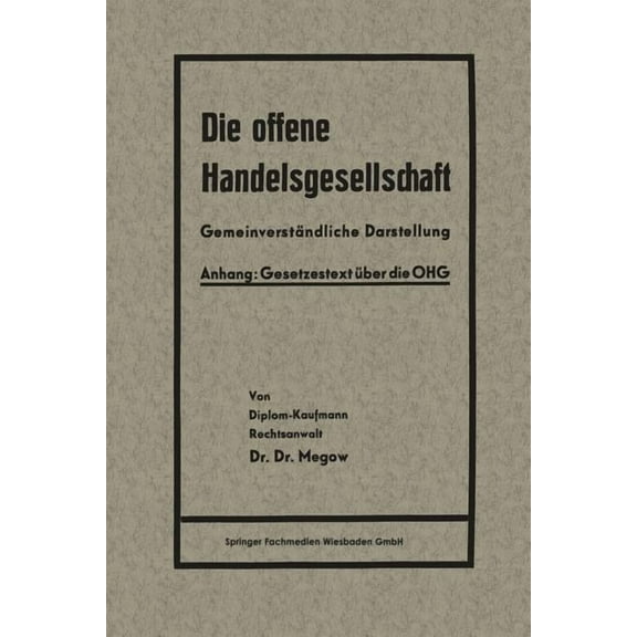 Die Offene Handelsgesellschaft (Ohg), (Paperback)