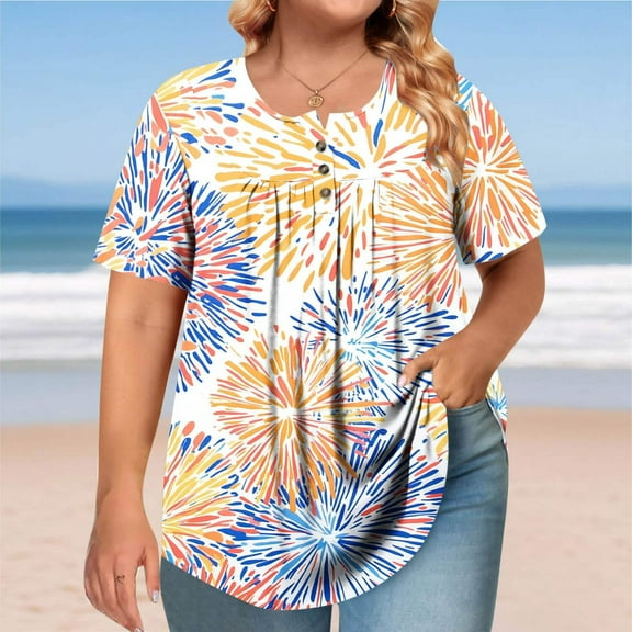 LiMoi Short Sleeve Shirts for Women Casual Loose Cotton T Shirts Women Loose Fit Floral Tops for Women Summer T Shirts New & Trending