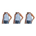thumbnail image 2 of Minnieouse Blusa sin mangas Niñas Camisa elegante Aniversario Vacaciones Top Playa Vacaciones Viajes Verano Moda Ropa Azul M Azul M 3piezas Minnieouse CBP250953, 2 of 6