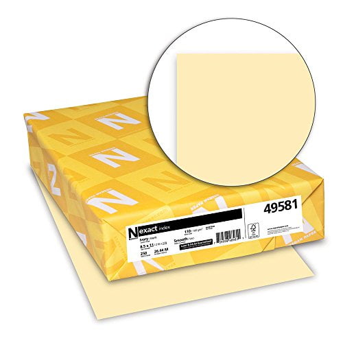Exact Index Cardstock, 8.5" x 11", 110 lb/199 gsm, Ivory, 250 Sheets