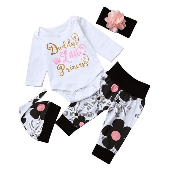 Qarigey 4 Uds. Ropa para bebé recién nacido, mono, mono, pantalones, diadema, sombrero, conjunto de 0 a 6 meses Prendas para la parte del cuerpo