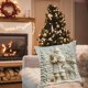 thumbnail image 5 of Funda decorativa festiva con motivos bordados de copos de nieve y renos para el sofá del hogar, 5 of 7
