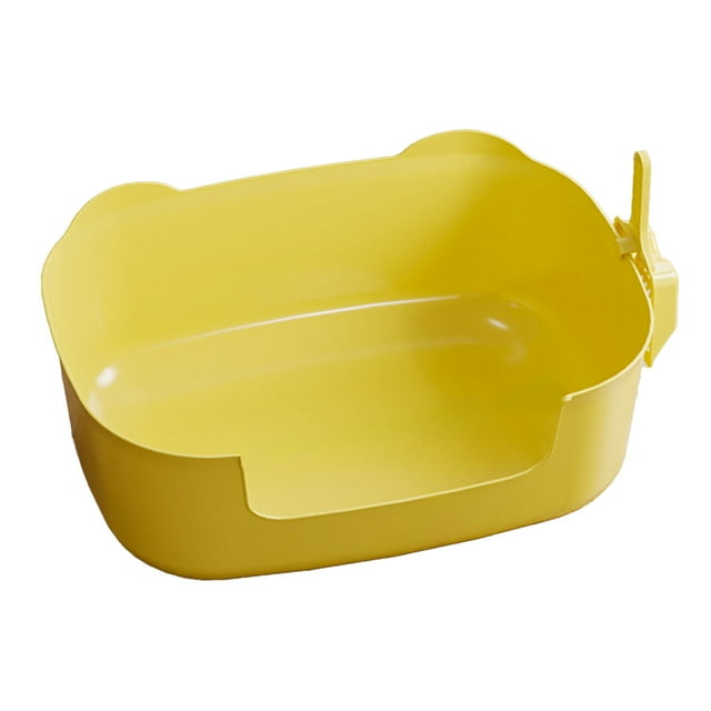 JASKFLY Plastic Cat Litter Box 1-Pack Large Open Top Cat Litter Box Spill Proof Non-Stick Litter Tray with Scoop for Cats,Storage & Organization|Plastic,Yellow
