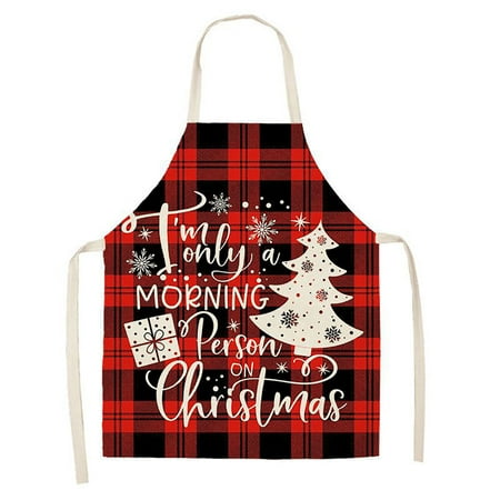 

ZTTD Christmas Kitchen Cooking Aprons Plaid Aprons Adjustable Buffalo Plaid Baking Apron Kitchen Supplies A
