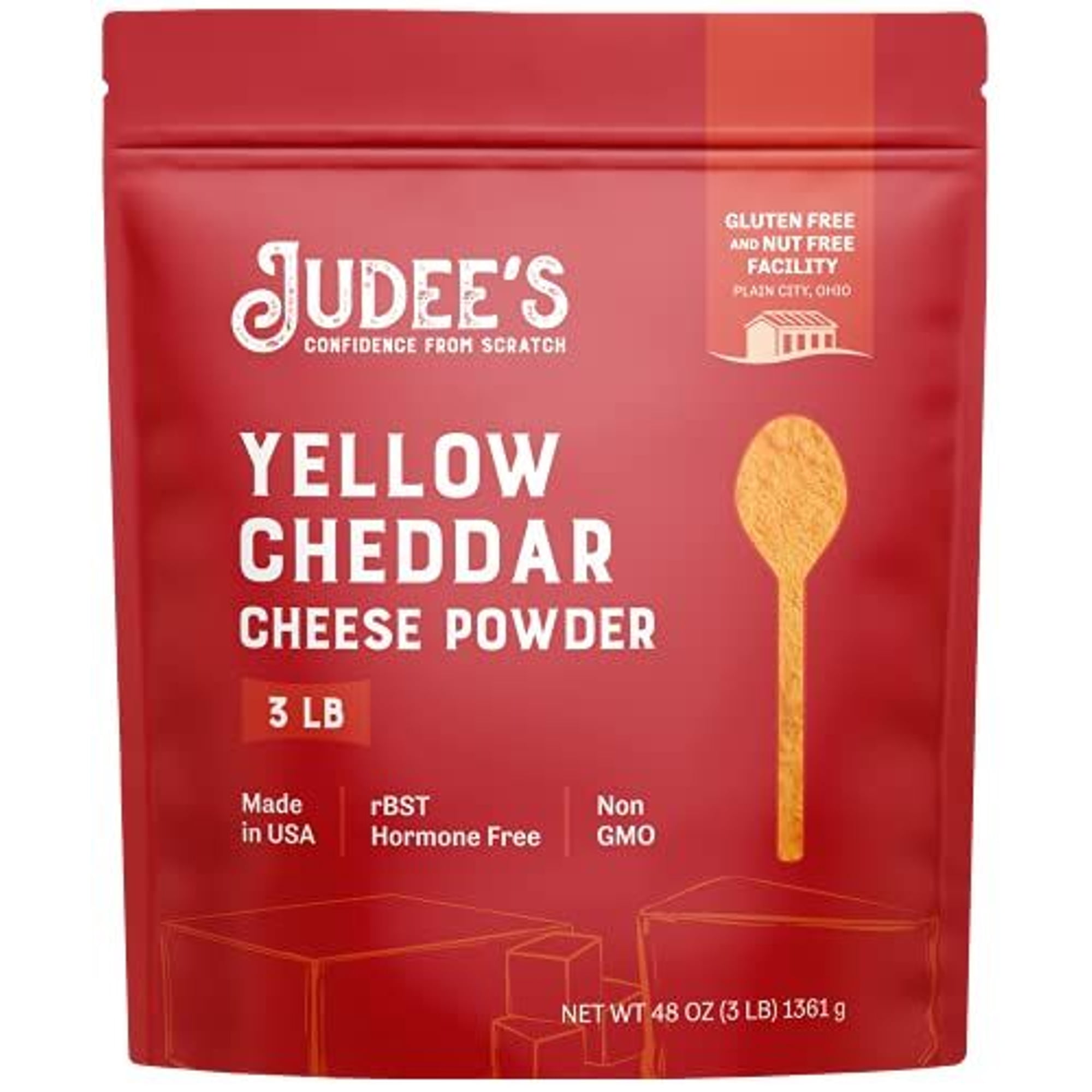 Judee s Gluten-Free Yellow Cheddar Cheese Powder - Popcorn & Snack Seasoning - Gluten-Free Nut-Free Powder - 3 lb Pack of 1