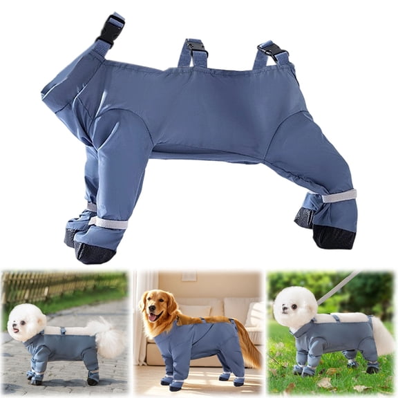 Dog Rain Pants with Suspender, Waterproof Adjustable Dog Leggings & Boots Set, Anti-Splash Mud Protector for Small Medium Dogs, for Outdoor Walking, Yin-09