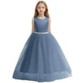 thumbnail image 2 of Kids BlueDress Girls Ruffle Sleeveless Baby Girl Tulle Dress Dresses for Girls Kids Dress 5-6 year, 2 of 6
