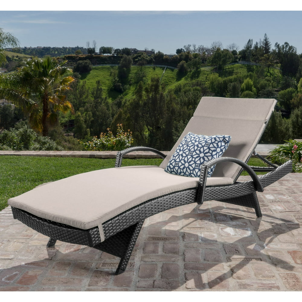 Christopher Knight Home Toscana Outdoor Wicker Armed Chaise Lounge Chair With Cushion By