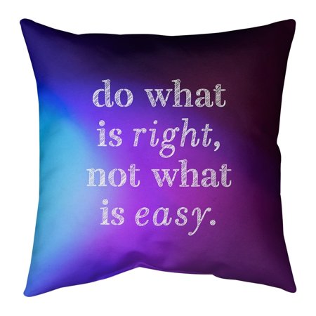 UPC: 0655172422602 | ArtVerse Quotes Multicolor Background Do What is Right Quote Pillow-Faux Linen 18 x 18 Large