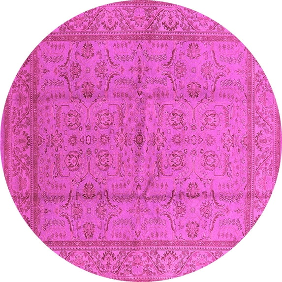 Ahgly Company Indoor Round Oriental Pink Industrial Area Rugs, 4' Round