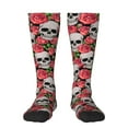 thumbnail image 1 of Bingfone Skull and Roses Print Compression Socks for Women and Men Long Socks for Running Athletic Cycling Nurse, 1 of 6