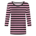 thumbnail image 3 of Hauts pour Femmes Chemises Mi-Longues Manches Trois Quarts Chemises Graphiques T-Shirts T-Shirts Décontractés Hauts Tunique à Col Rond Femmes Haut Chemises à Manches Longues Course Chemise à Manches Longues Femmes Courte Femmes Ample, 3 of 3
