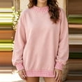 thumbnail image 2 of Women's Gingham Check Contrast Sweatshirt Ghalytn Mock Neck Drop Shoulder Loose Pullover Top, 2 of 5