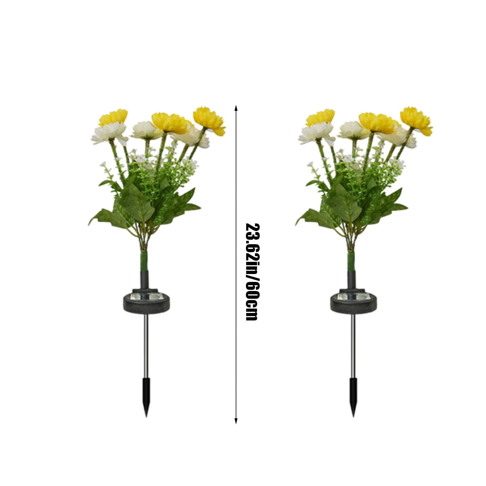Solar Garden Lights LED Colorful Waterproof Realistic Solar Powered Snow Lotuss Landscape Lights Automatic Lighting In Darkness for Pathway Patio Yard Garden Decor (Yellow + White)