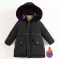 thumbnail image 2 of Girl Winter Coat Hooded Puffer Jacket Black Jacket for Girls Full-Zip Long Sleeve Thicken Waterproof Jacket Kids Girls' Outerwear Jackets 5-6 Years, 2 of 9