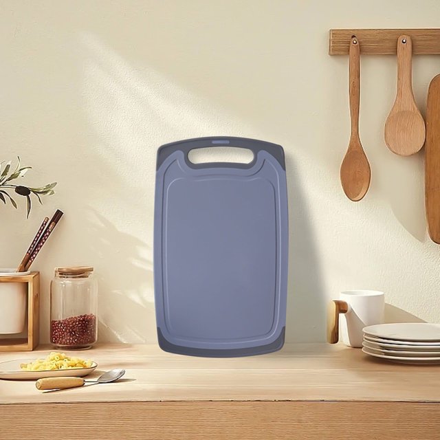 SPOORYYO Dishwasher Safe Plastic Cutting Board, Extra Large Non-Slip Board with Grooves for Meat and Vegetables, Knife-Friendly Reversible Design, Easy Grip Handle, 12.6x7.87in
