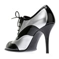thumbnail image 2 of YDN Women's Almond Toe Wingtip Oxfords Stiletto High Heels Selftie Retro Modern Style Chic Daily Looks Casual Office Pumps Shoes Size 5 Black and Silver, 2 of 4