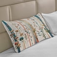 thumbnail image 2 of Ambesonne Botanical Knitted Quilt Pillowcover, Woodland Bohemian Stripes, 30"x20", Petrol Blue Salmon White, 2 of 2