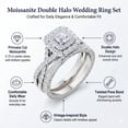 thumbnail image 4 of JeenMata 1.25 ct - Square Moissanite - Double Halo - Twisted Band - Vintage Inspired - Pave - Wedding Ring Set in 18K Rose Gold Plated for Women, 4 of 12