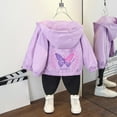 thumbnail image 2 of oqasdz Girls Jackets Spring Fall Long Sleeve Butterfly Prints Thin Fashion Coats Baby Toddler Hooded Coat Comfortable Top Jacket Outwear Size 3 Y-4 Y, 2 of 4