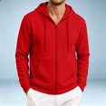thumbnail image 5 of Zip Up Hoodie Men Long Sleeve Lightweight Solid Color Plain Hooded Sweatshirts Casual Fall Spring Track Jackets, 5 of 7