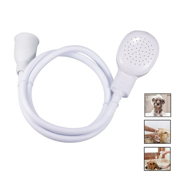 kydely Hose Wash Dogs ,Hair Dog Pet Sh ower Sprays Hose Bath Tub Sink Faucet Attachment Wash Durable (White)