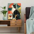 thumbnail image 5 of Retro Wine Drinking Cat Canvas Print, Funny Feline Kitchen Bar Home Bedroom Wall Decor Poster Art, 5 of 8