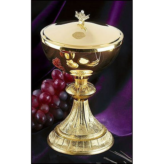 Loaves and Fish Design Ciborium with Cover, 8 1/2 Inch