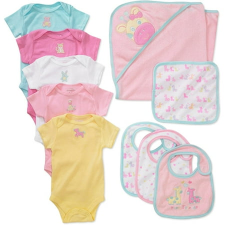 Garanimals -Baby Girls' 10-Piece Essential Embrodiered Creeper Set