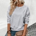 thumbnail image 2 of QTBIUQ Womens Pullover Solid Color Sweatshirt Casual Long Sleeve Raglan Sleeve Tops for Spring Gray, 2 of 4