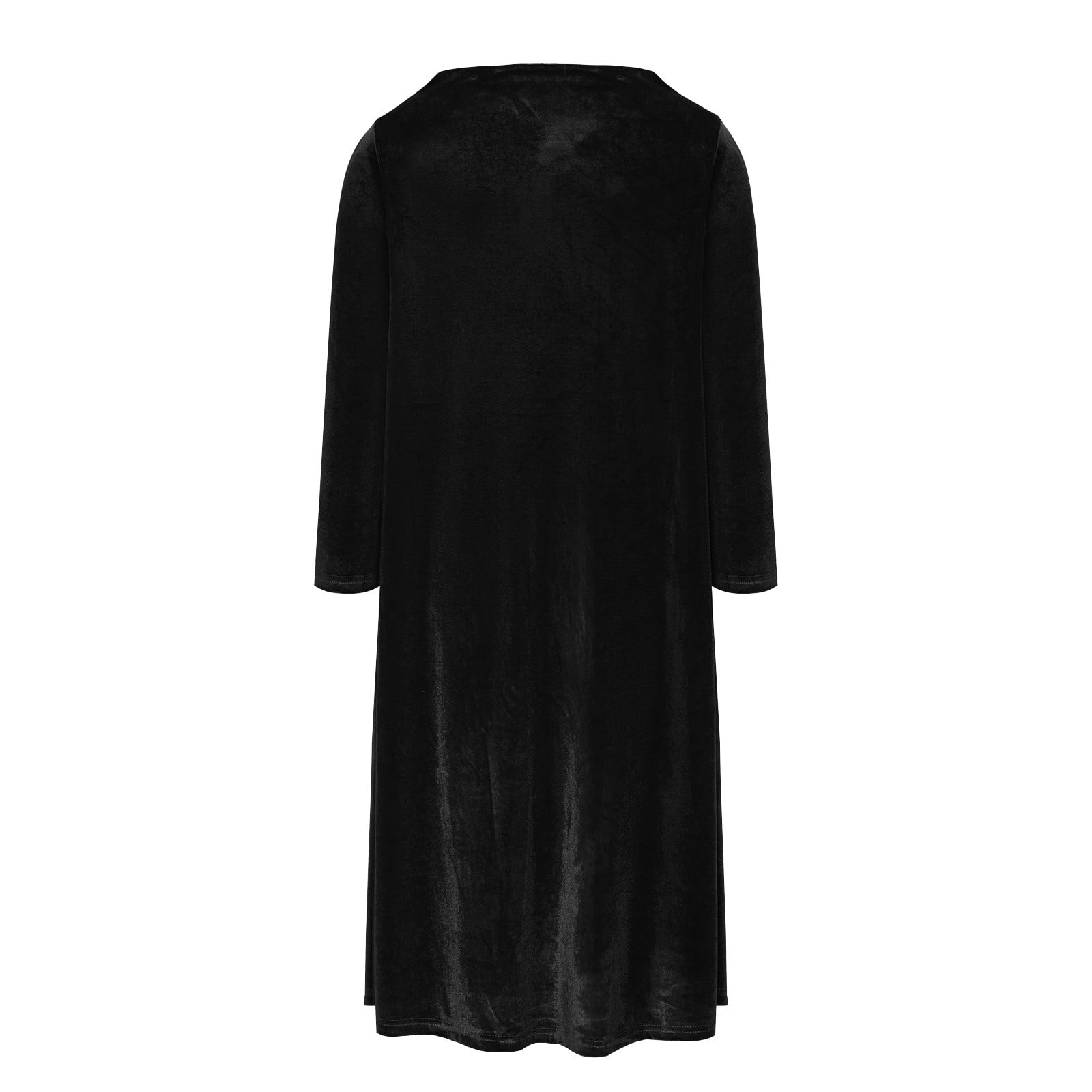 OSFVNOXV Velvet Dress for Women Plus Size Long Sleeve Evening Dress Loose Fit Solid Color Wedding Guest Dress