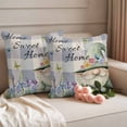 thumbnail image 2 of Rustic Gnome Outdoor Waterproof Pillow Covers, Spring Flowers Butterfly Purple Check Decorative Square Throw Pillowcase Sofa Cushion Sham for Patio/Couch/Chair, 16"x16" 2 Pack, 2 of 8