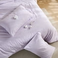 thumbnail image 6 of 100% Cotton Comforter Set – Lavender Purple, Linen-Like Texture, Super Soft & Breathable Lightweight Bedding Set, 3-Piece Durable Percale Comforter for All Seasons, 6 of 7