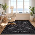 thumbnail image 3 of Design&I 8'x10' Washable Area Rug Serpent Moody Pentagram Moth Skeleton Motifs Snake Round Goth Playful Expressive for King Size Bedroom, Under Bed, Sleek Flatweave Pet Friendly, 3 of 7