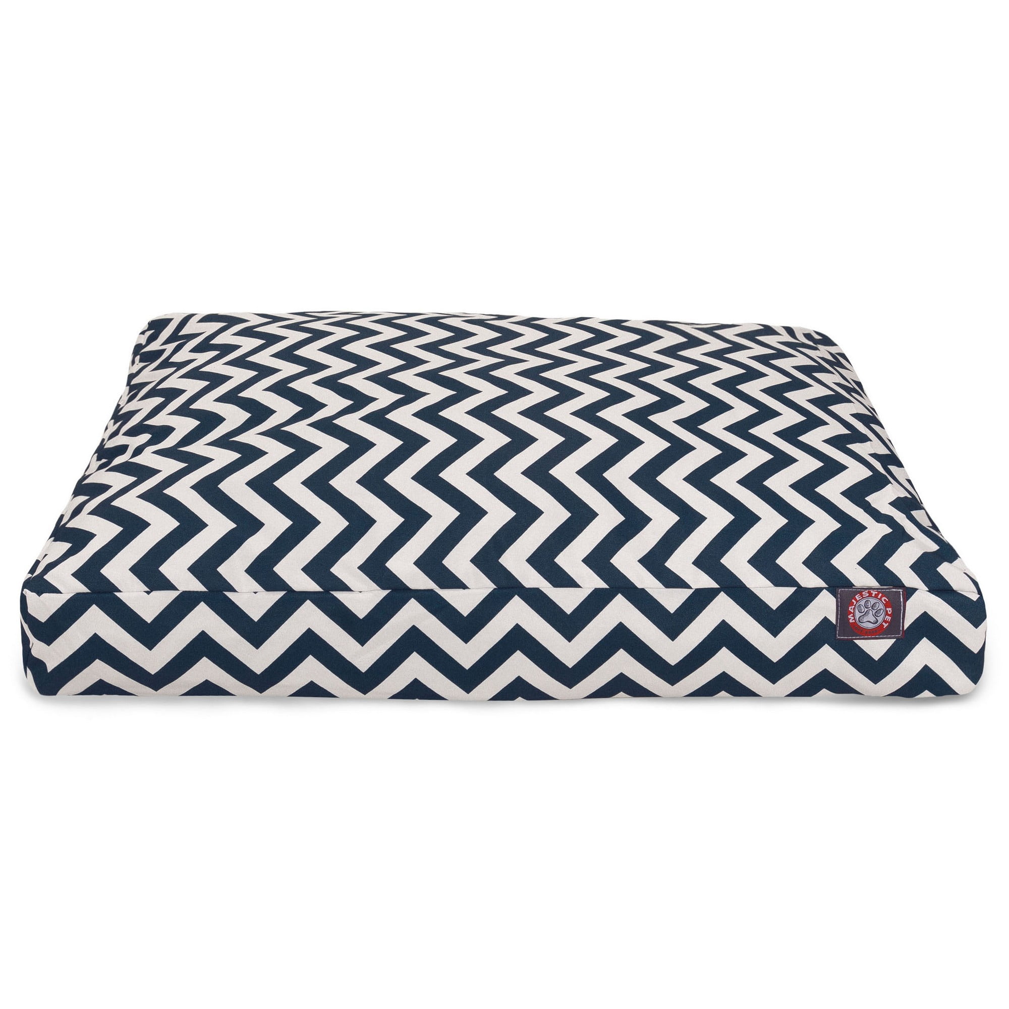 Majestic Pet | Chevron Shredded Memory Foam Rectangle Pet Bed For Dogs, Removable Cover, Navy, Large