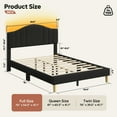 thumbnail image 5 of Pinmoco Full Upholstered Bed Frame with Adjustable Arc-shaped Headboard, LED Platform Bed, Teddy Velvet Black, 5 of 8