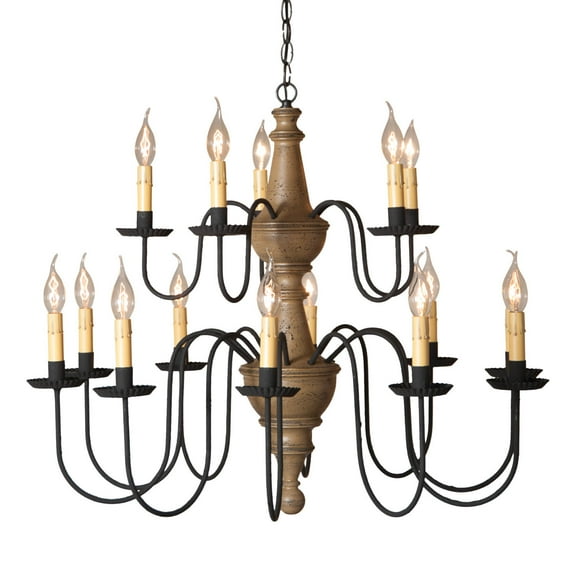 Irvins Country Tinware Harrison Two Tier Chandelier in Pearwood
