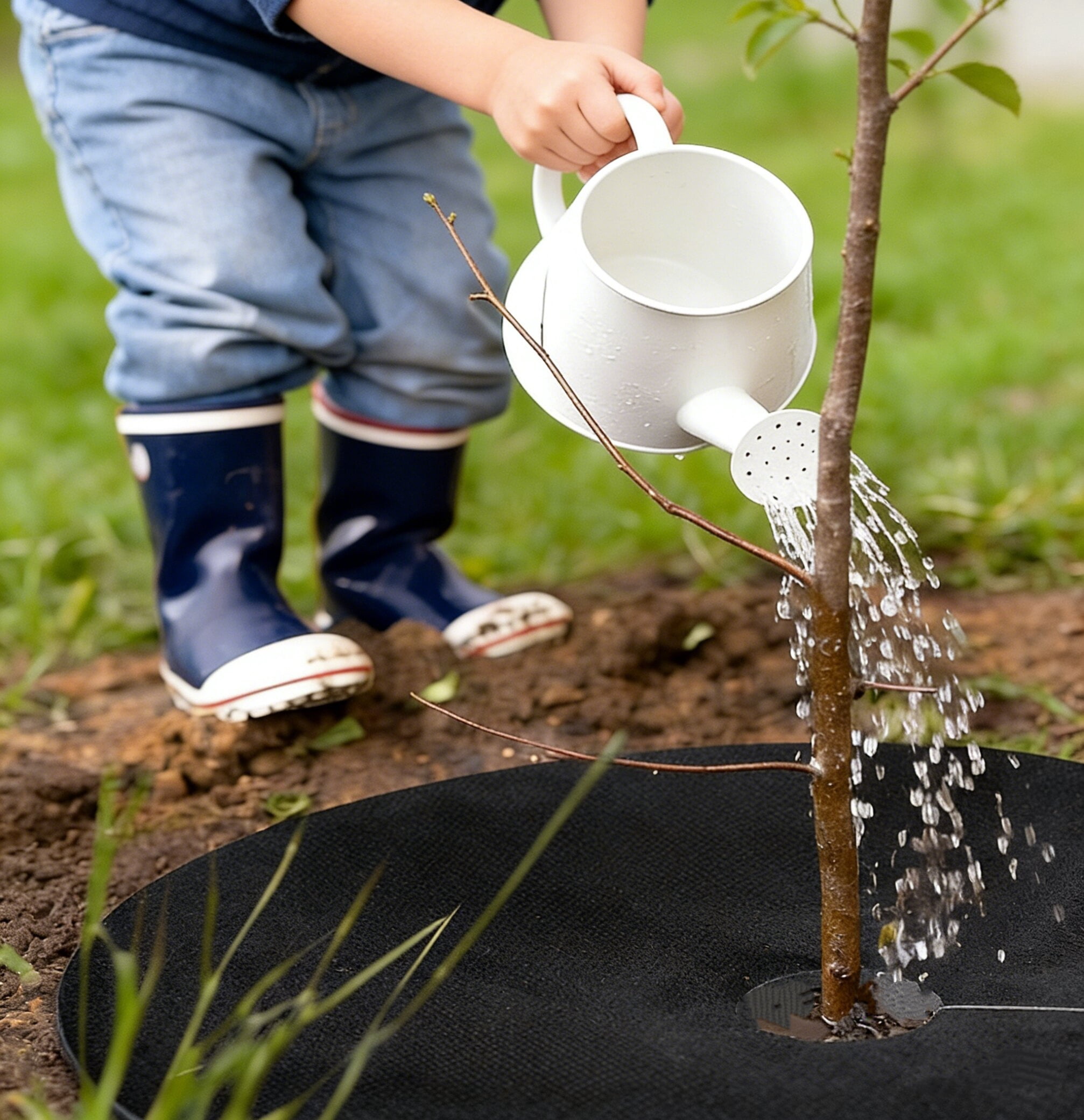 Non Woven Tree Rings 8Pack, 16.5 Inch Round Base Weed Barrier Fabric Cover – & Reusable Mulch Rings for Landscaping Weed Control, Root Protection and Plant Health