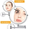 thumbnail image 2 of 8 Inch LED Wall Mounted Makeup Mirrors Lighted Magnifying Mirror, 1x/10x Magnification, 360° Extendable Swivel, for Bathrooms and Family, 2 of 4