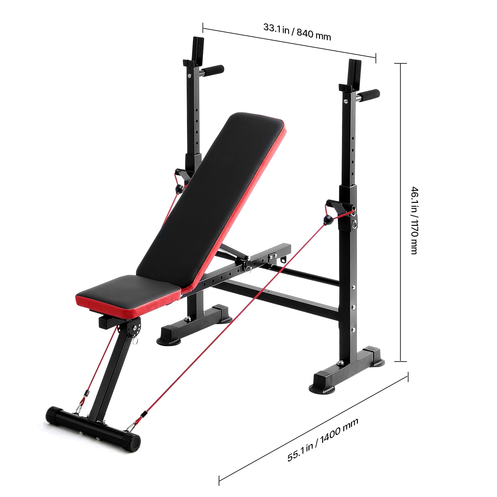 KFFKFF 6-Function Weight Bench Kit, 600lbs Customizable Exercise Bench Press, Home Gym Strength Training Sit-up Bench, Swiftly Foldable Incline Decline Flat Bench